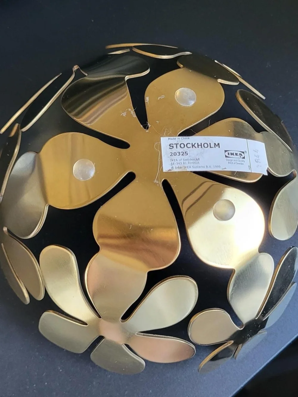 IKEA Stockholm Gold Floral Metal Bowl